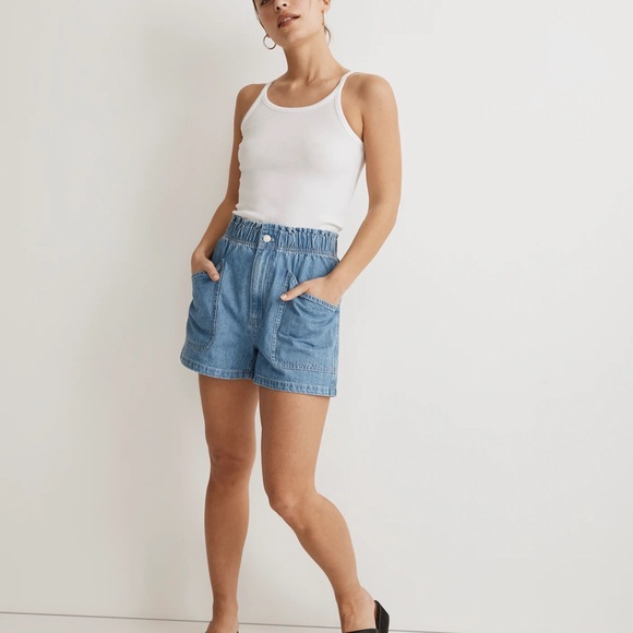 Madewell Denim Pull-On Paperbag Utility Shorts in Arcwood Wash - Picture 5 of 9